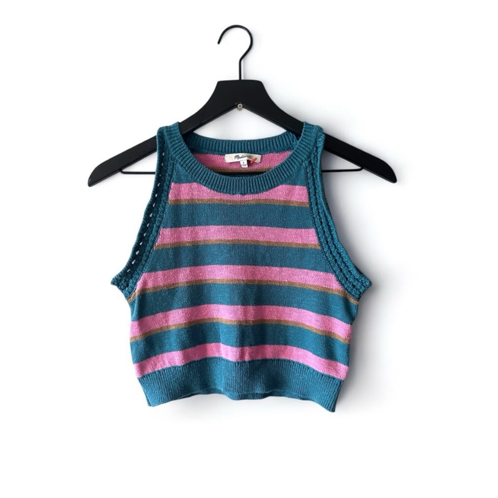 Madewell Crochet-Trim Crop Sweater Tank Women's Size S